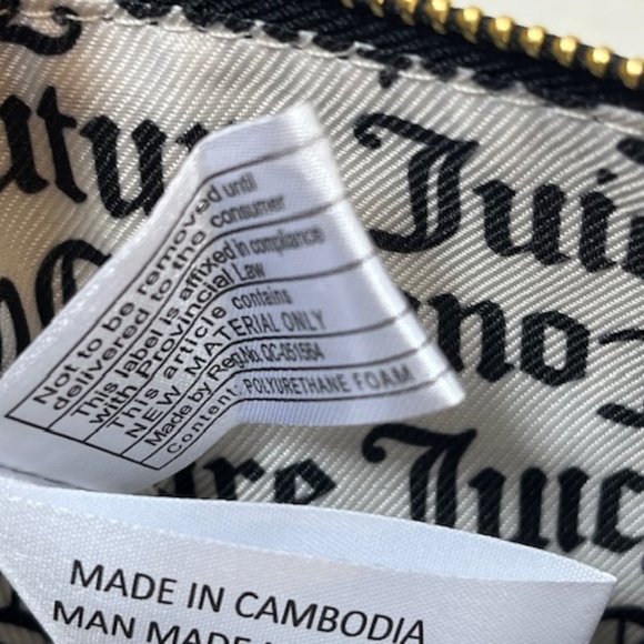 Black Juicy Couture Faux Leather Zip Pouch Cosmetic Make Up Bag 7"x5" - Picture 11 of 11